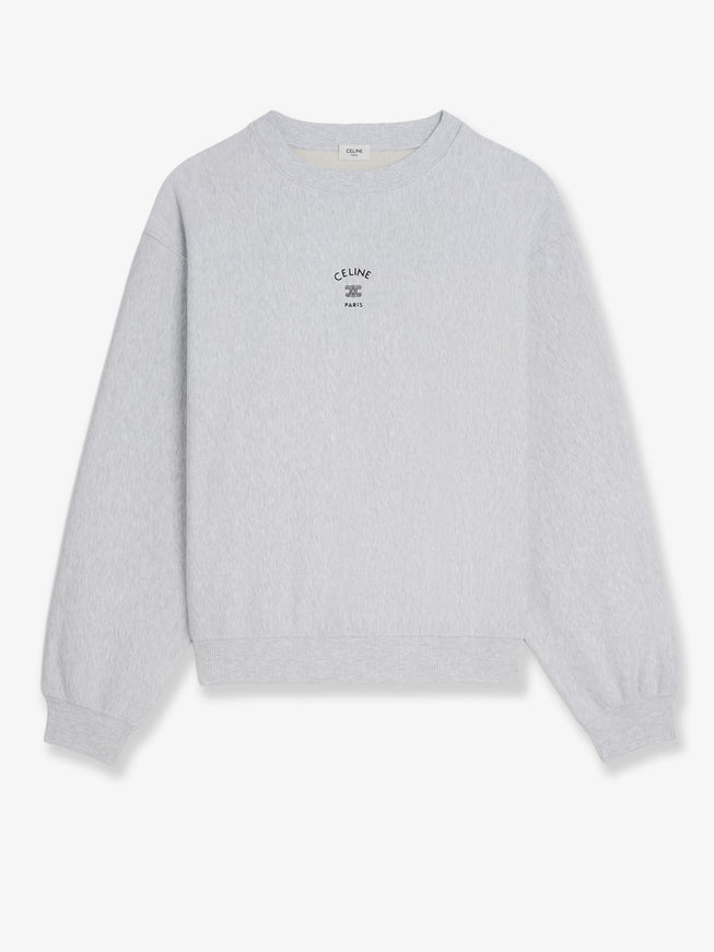 Celine Relaxed Cotton Sweatshirt Pale Grey Black