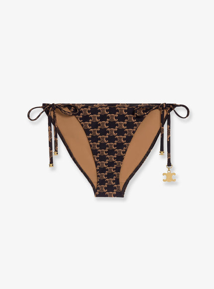 Celine Jersey Bikini Bottom With Monogram Print Toffeebrown