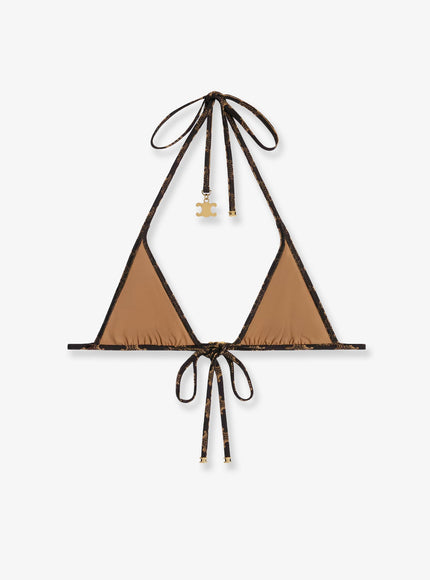 Celine Jersey Bikini Top With Monogram Print