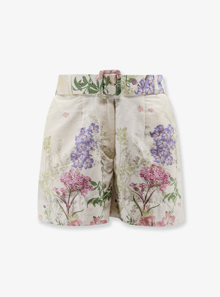 Charo Ruiz Ibiza Pansy Cotton Blend Shorts With All-Over Floral Pattern Creambotanic