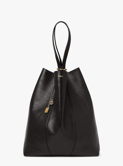 Chloe' Spin Leather Shoulder Bag With Lettering Logo On The Front