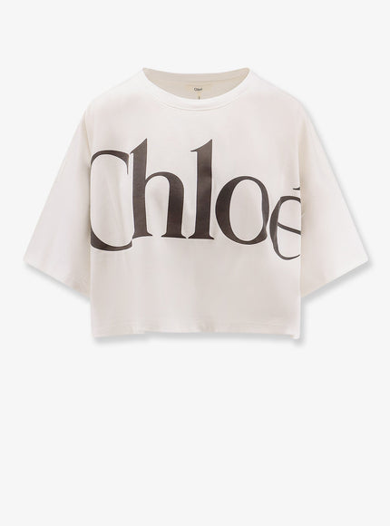 Chloe' Cotton T-Shirt With Maxi Logo On The Front White