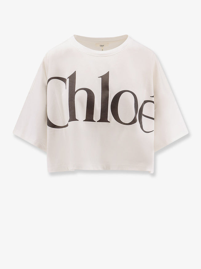Chloe' Cotton T-Shirt With Maxi Logo On The Front White
