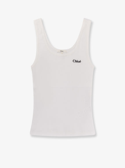 Chloe' Ribbed Cotton Tank Top White