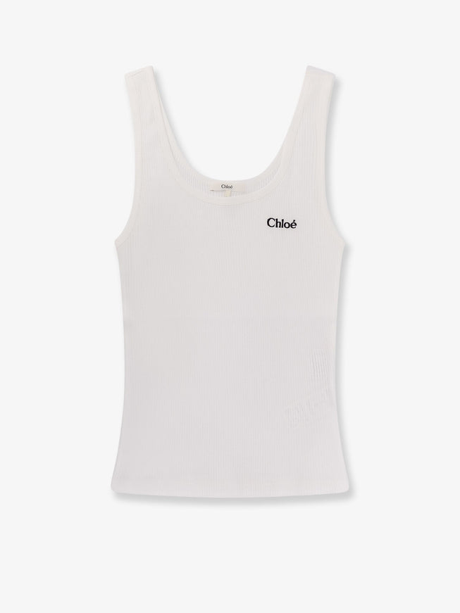 Chloe' Ribbed Cotton Tank Top White