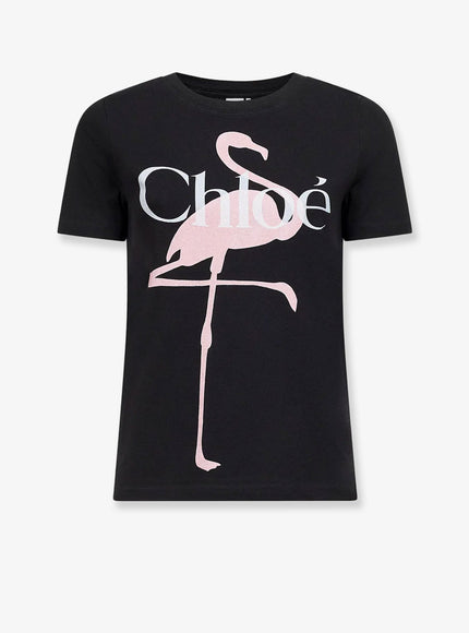 Chloe' Cotton T-Shirt With Print Ash Black