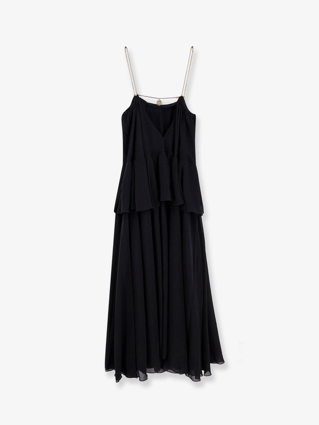 Chloe' Flounced Silk Long Dress