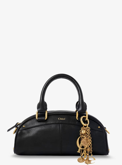 Chloe' Small Bowling Leather Crossbody Bag Uni Black