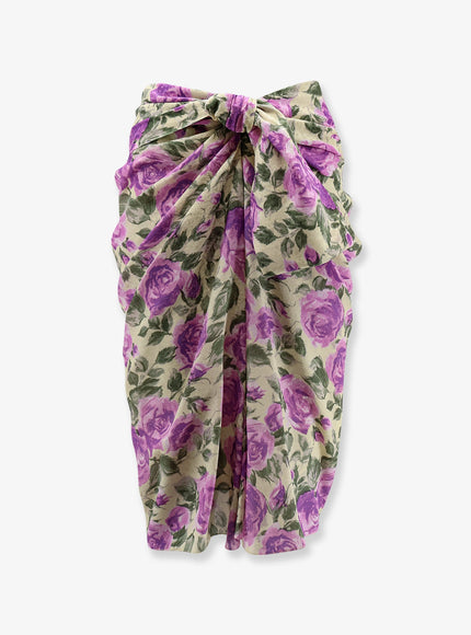 Chloe' Silk Skirt With Multicolor Print Yellowpurple