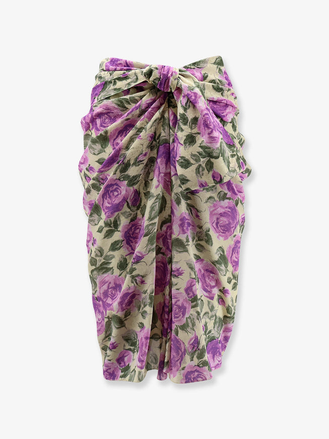 Chloe' Silk Skirt With Multicolor Print Yellowpurple