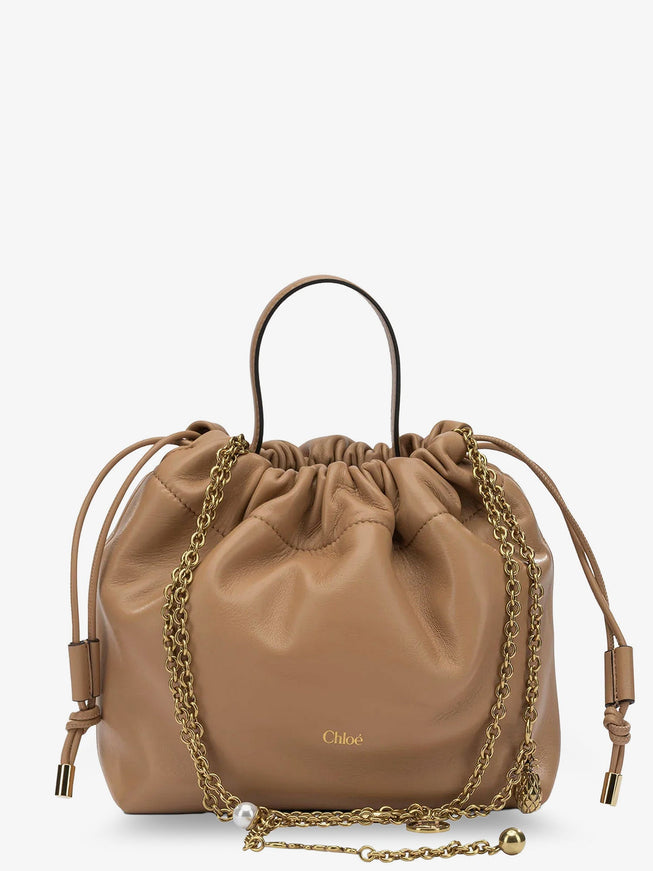 Chloe' Chloé Icons Leather Crossbody Bag With Logo On The Front Uni Lighttan