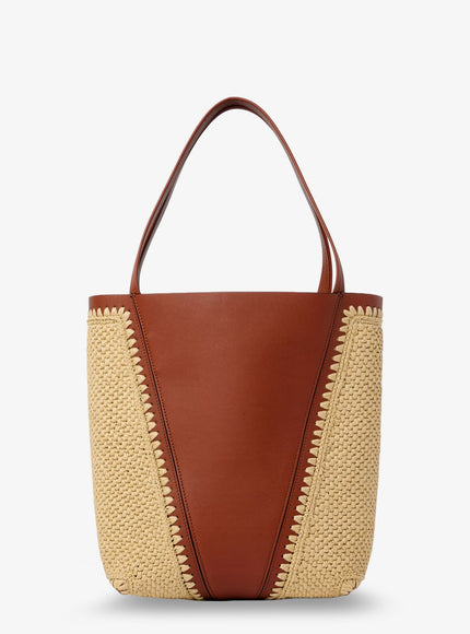 Chloe' Chloé Spin Leather And Raffia Shoulder Bag