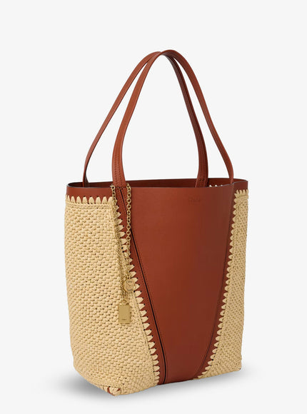 Chloe' Chloé Spin Leather And Raffia Shoulder Bag