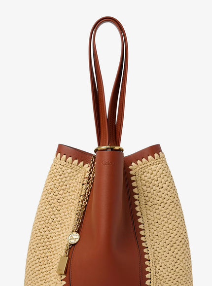 Chloe' Chloé Spin Leather And Raffia Shoulder Bag
