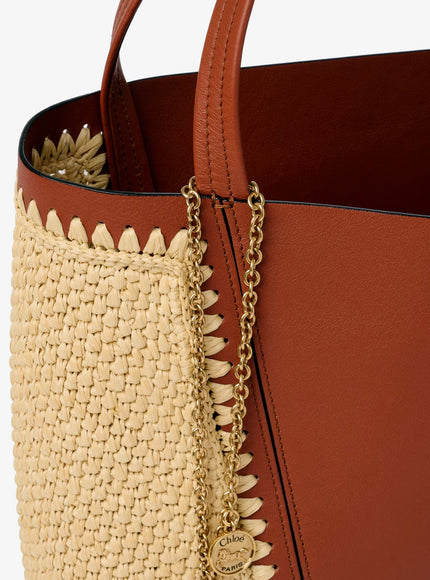 Chloe' Chloé Spin Leather And Raffia Shoulder Bag