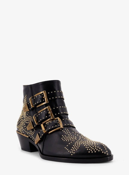 Chloe' Leather Susan Boots With Metal Details