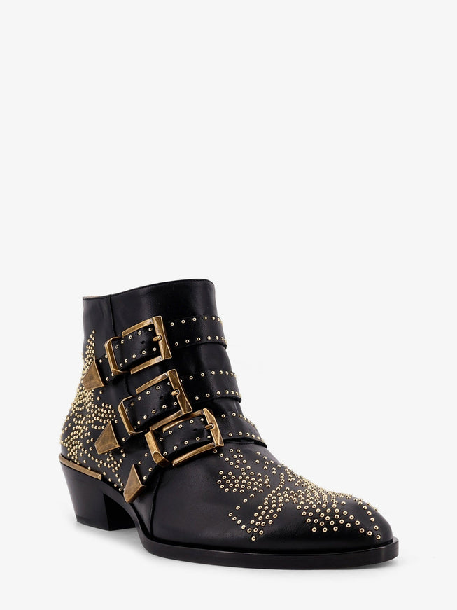 Chloe' Leather Susan Boots With Metal Details