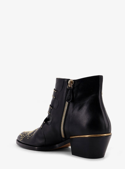 Chloe' Leather Susan Boots With Metal Details