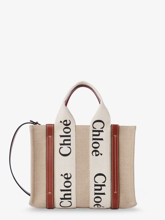 Chloe' Woody Linen And Leather Tote Bag