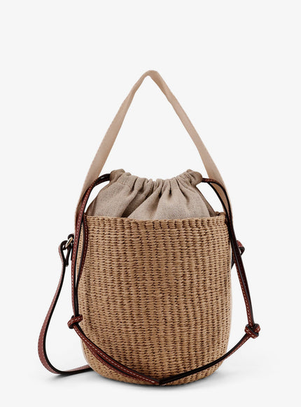 Chloe' Woody Raffia Bucket Bag Uni White