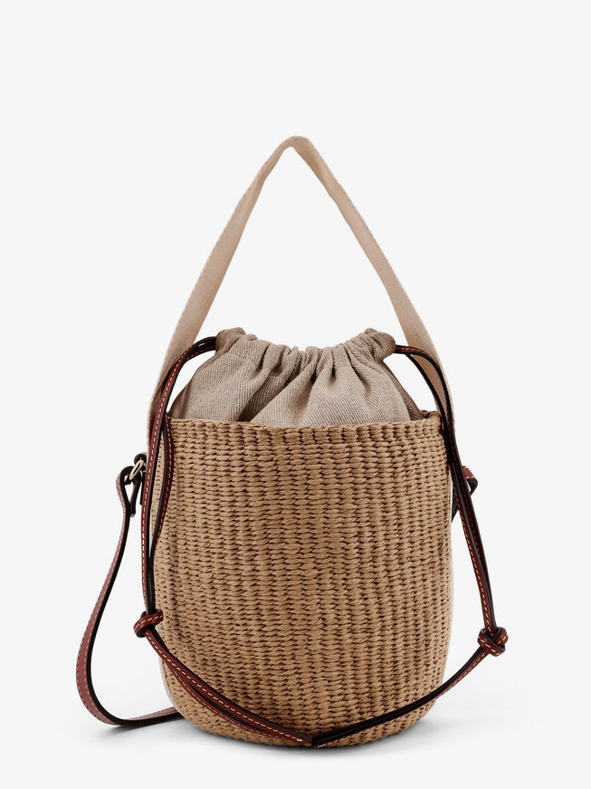 Chloe' Woody Raffia Bucket Bag Uni White