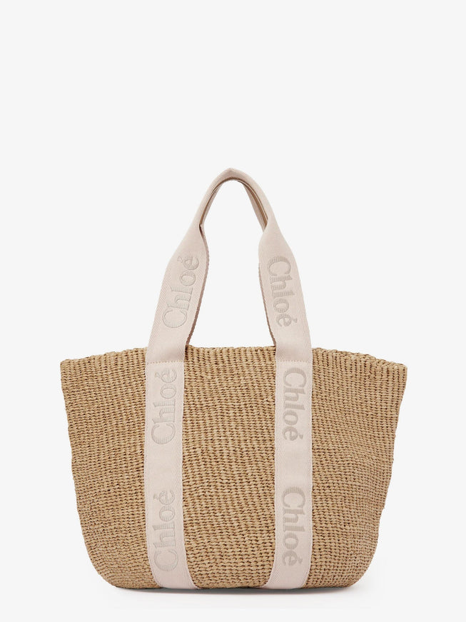 Chloe' Woody Raffia Shoulder Bag Uni Blushy Beige