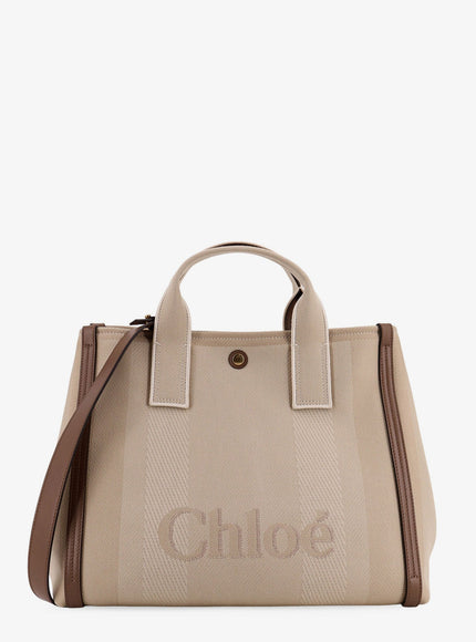 Chloe' Striped Jacquard Fabricchloé Carry Tote Bag Uni Vegetal Beige