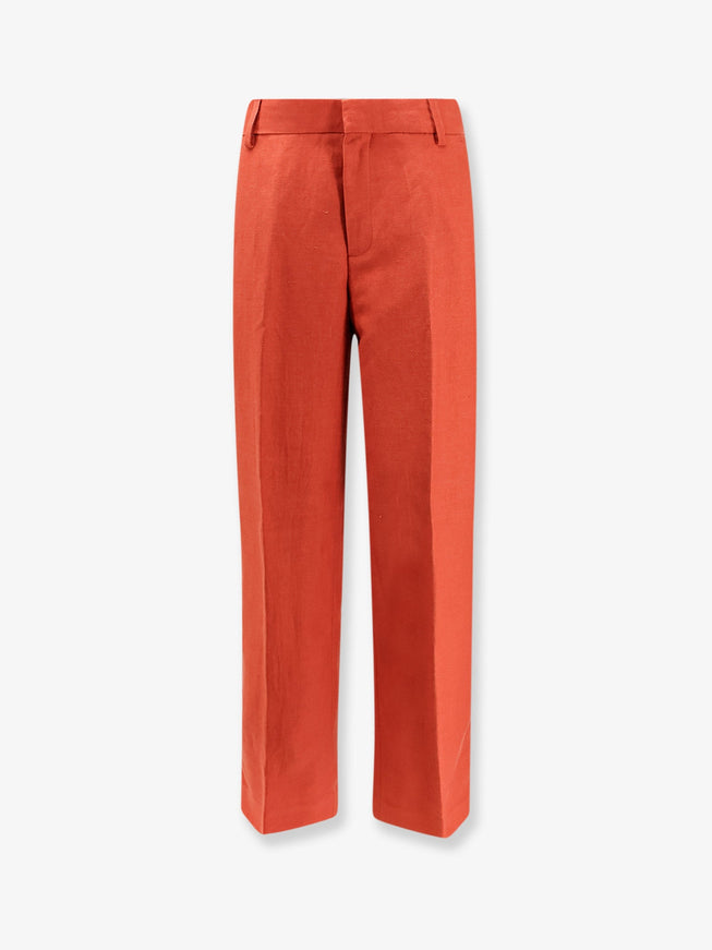 Closed Jurdy Cotton And Linen Trousers Brick Red