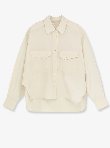 Closed Cropped Silk Shirt Ecru