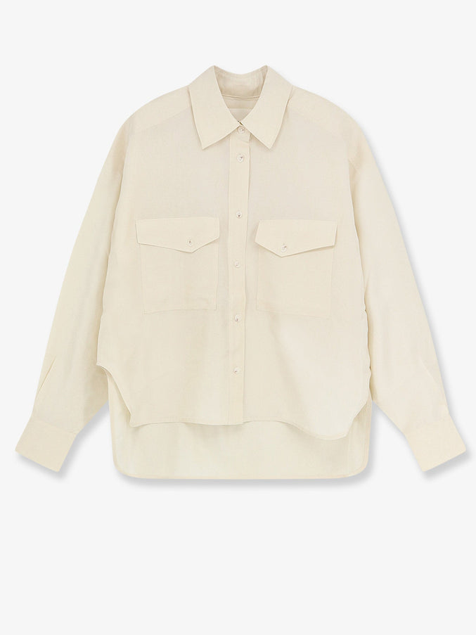 Closed Cropped Silk Shirt Ecru