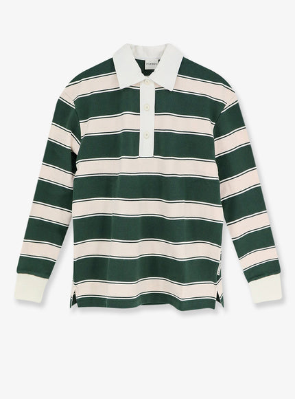 Closed Striped Cotton Rugby Polo Shirt Royalgreen