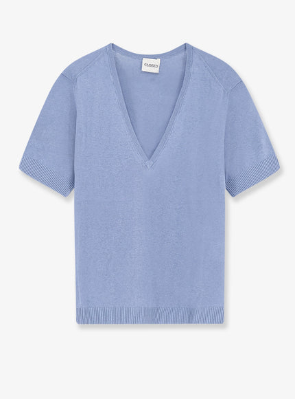 Closed Linen And Cotton Blend Sweater Stone Blue