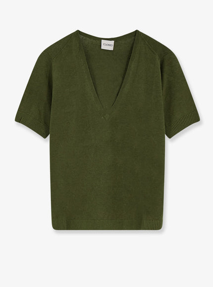 Closed Linen And Cotton Blend Sweater Hunter Green