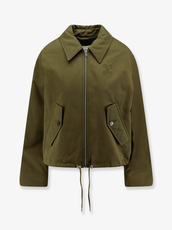 Closed Cotton Jacket With Logo Embroidery Deepolive
