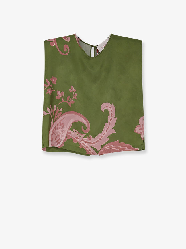Co.go Printed Silk Sleeveless Shirt Arabesque