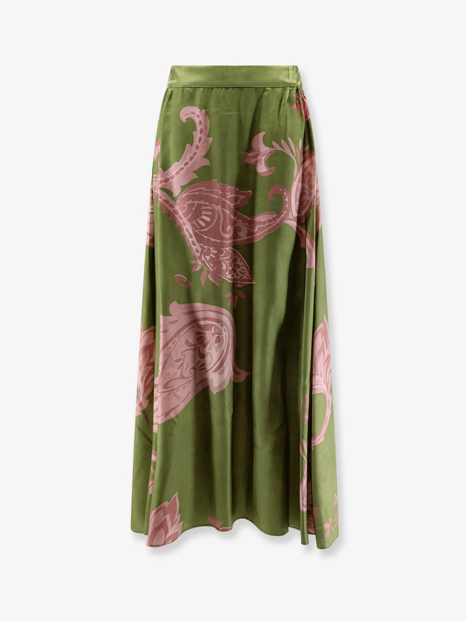Co.go Printed Silk Long Skirt Arabesque