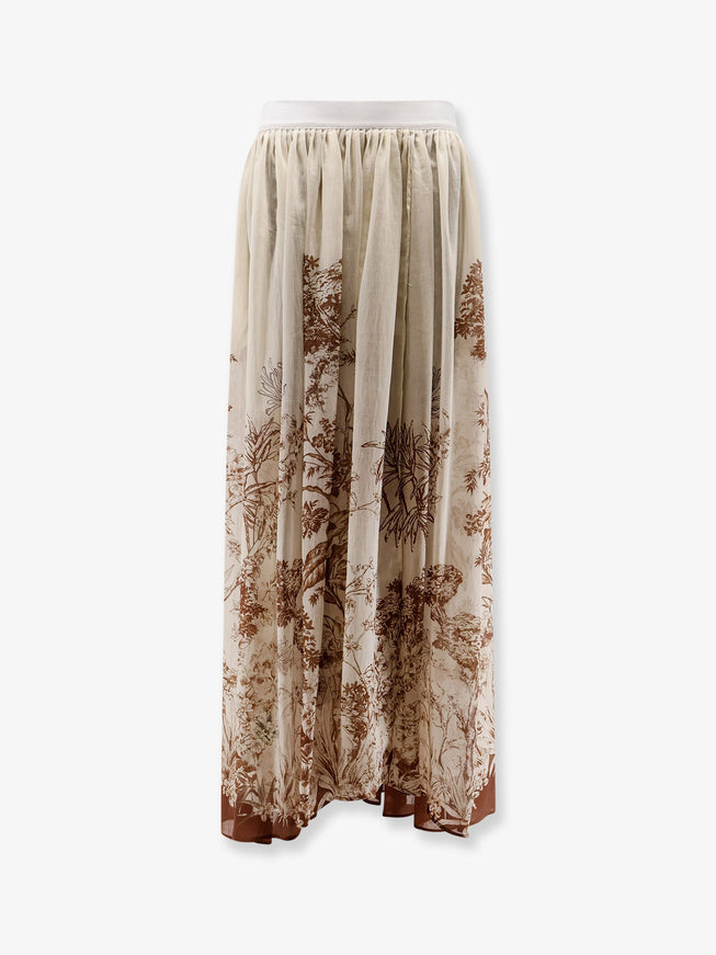 Co.go Lyocell And Linen Long Skirt With Print Wallpaper