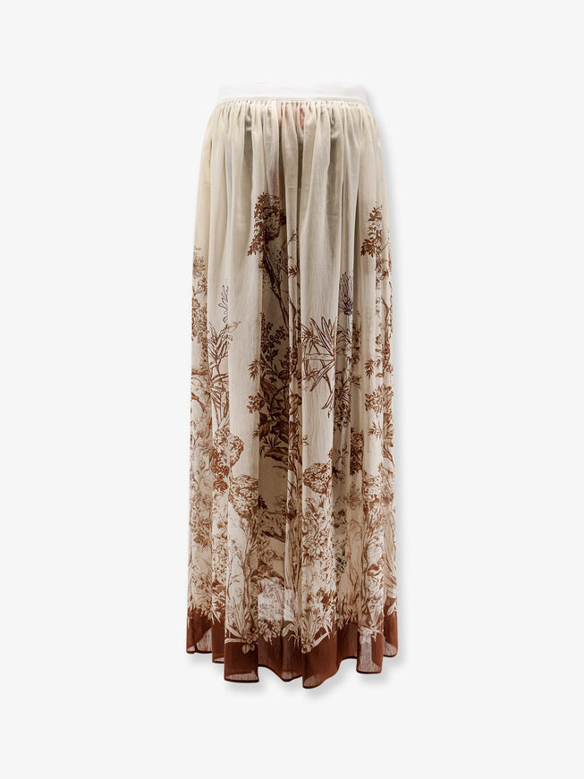 Co.go Lyocell And Linen Long Skirt With Print