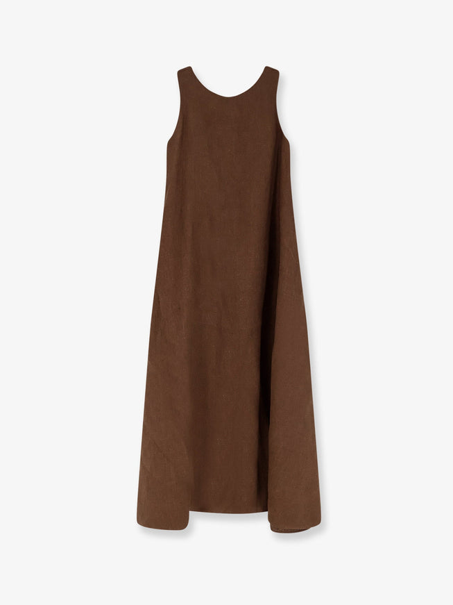 Co.go Linen Long Dress Marrone