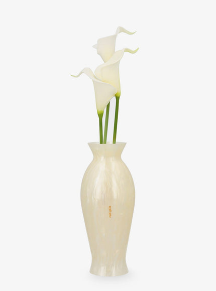 Cult Gaia Florence Acrylic Clutch Bag With Marbled Effect And Calla Lily Detail Uni Ivory