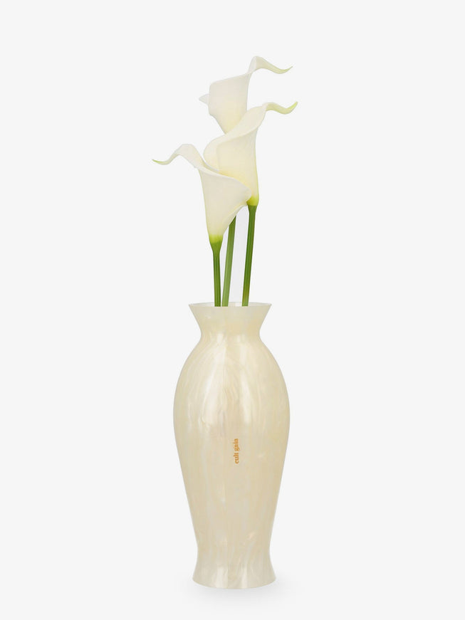 Cult Gaia Florence Acrylic Clutch Bag With Marbled Effect And Calla Lily Detail Uni Ivory