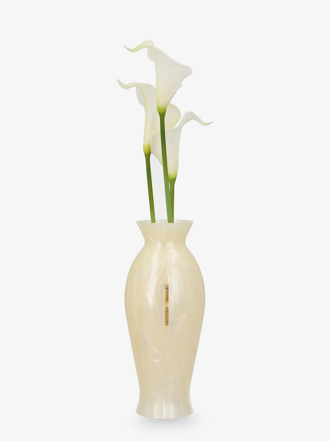 Cult Gaia Florence Acrylic Clutch Bag With Marbled Effect And Calla Lily Detail