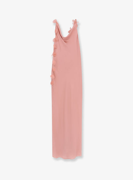 Cult Gaia Nymeria Silk Dress With Organza Flower Detail Petal Pink