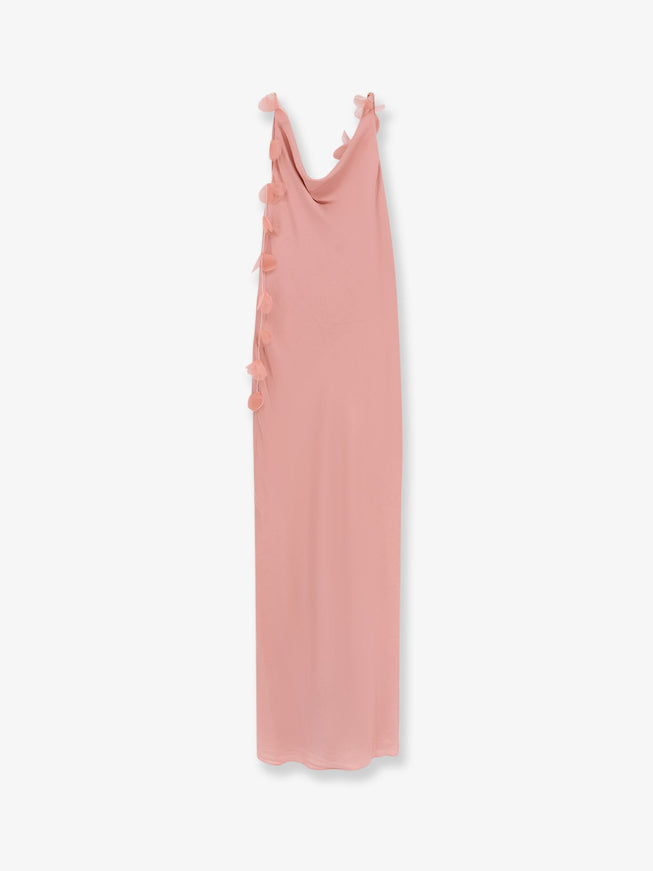 Cult Gaia Nymeria Silk Dress With Organza Flower Detail Petal Pink