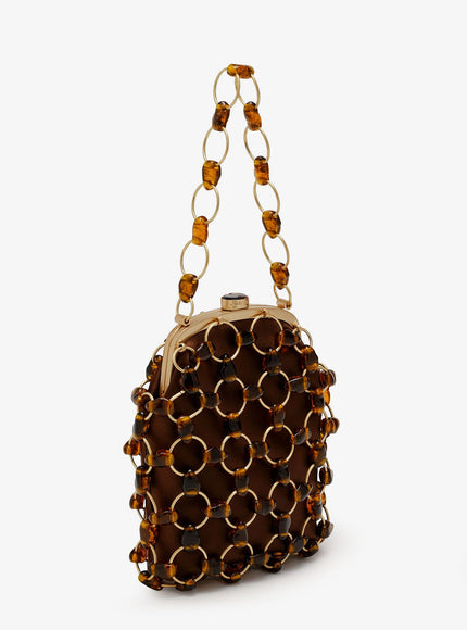 Cult Gaia Brielle Wristlet Leather Handbag With All-Over Pearl Detail