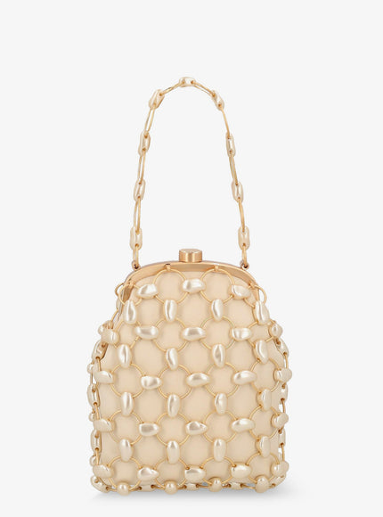 Cult Gaia Brielle Wristlet Leather Handbag With All-Over Pearl Detail