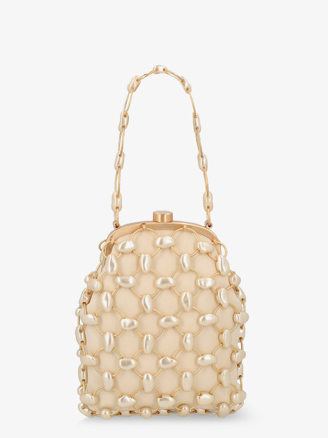 Cult Gaia Brielle Wristlet Leather Handbag With All-Over Pearl Detail