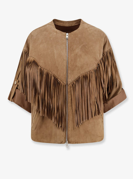 Dfour Fringed Suede Jacket Taupe