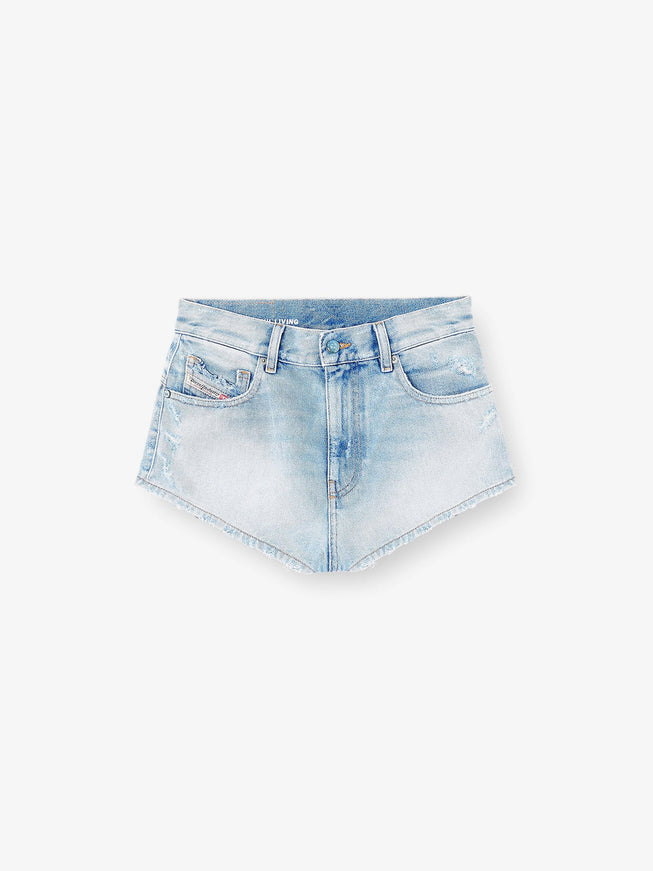 Diesel Blue Denim Shorts With Destroyed Effect Jeans
