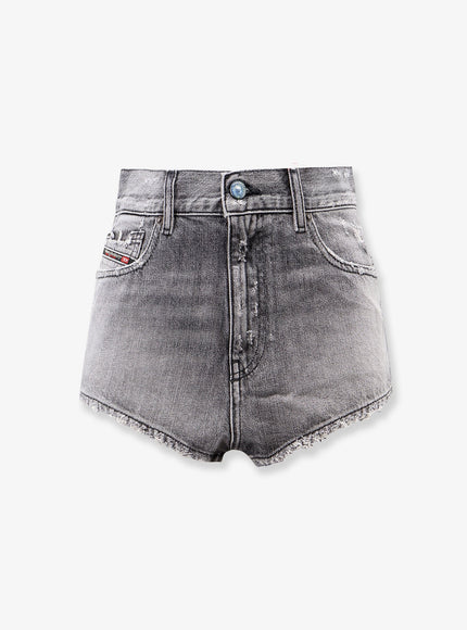 Diesel Blue Denim Shorts With Destroyed Effect Grigio